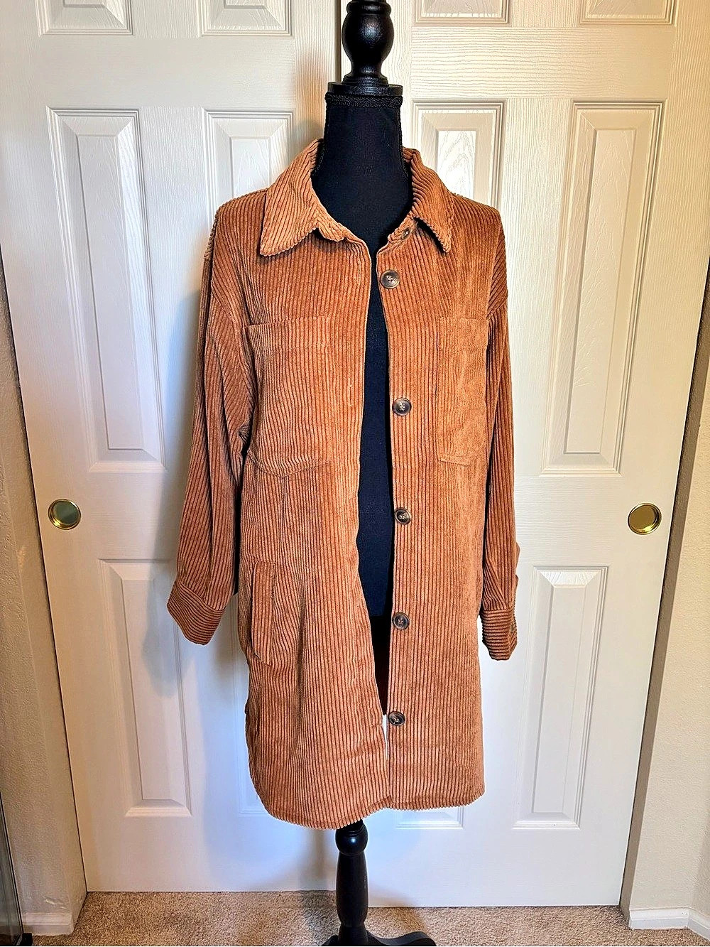 Ashley by 26 International Brown Button-Front Shacket Jacket Shirt Size L